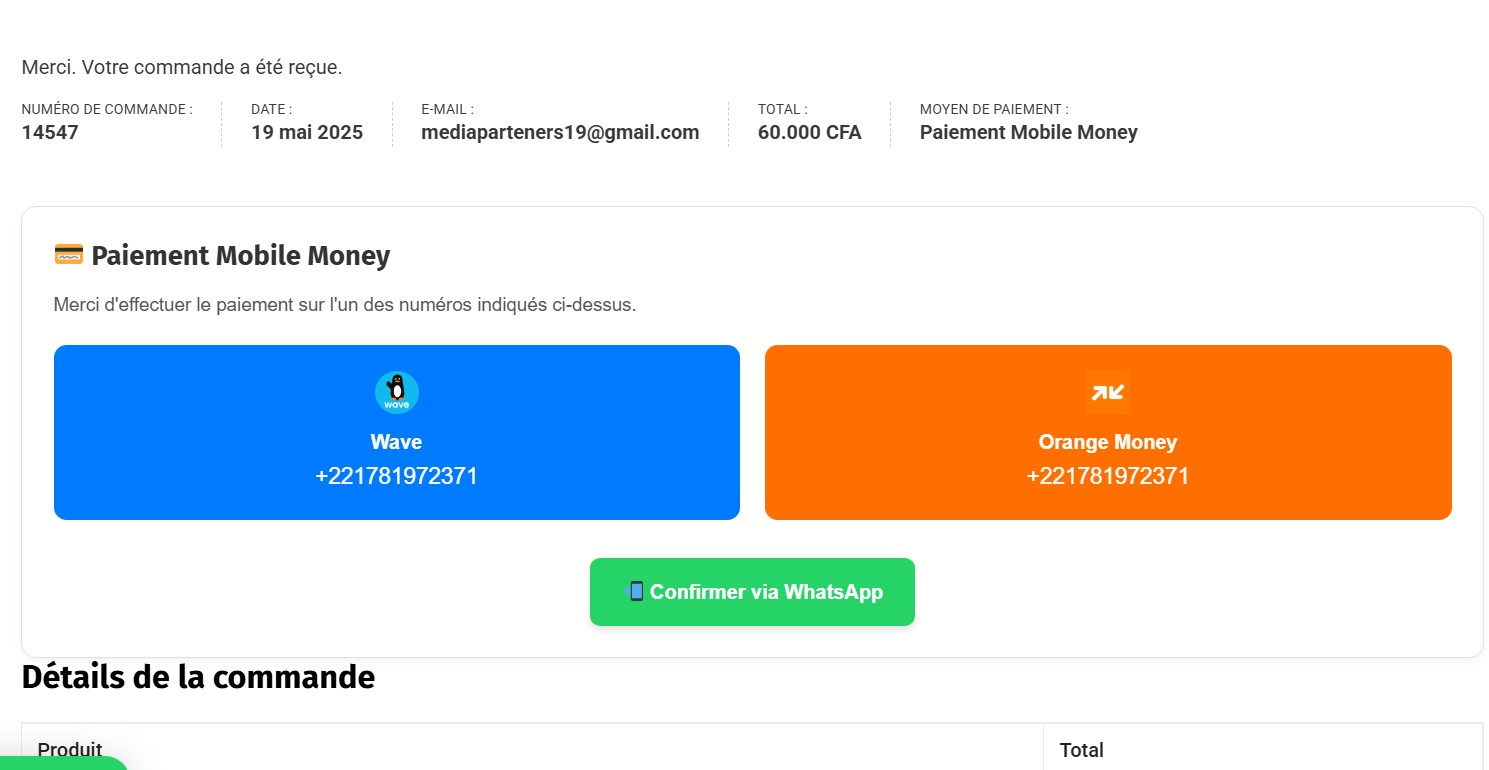 Plugin Paiement Wave & Orange Money Manuel pour WooCommerce – Image 4
