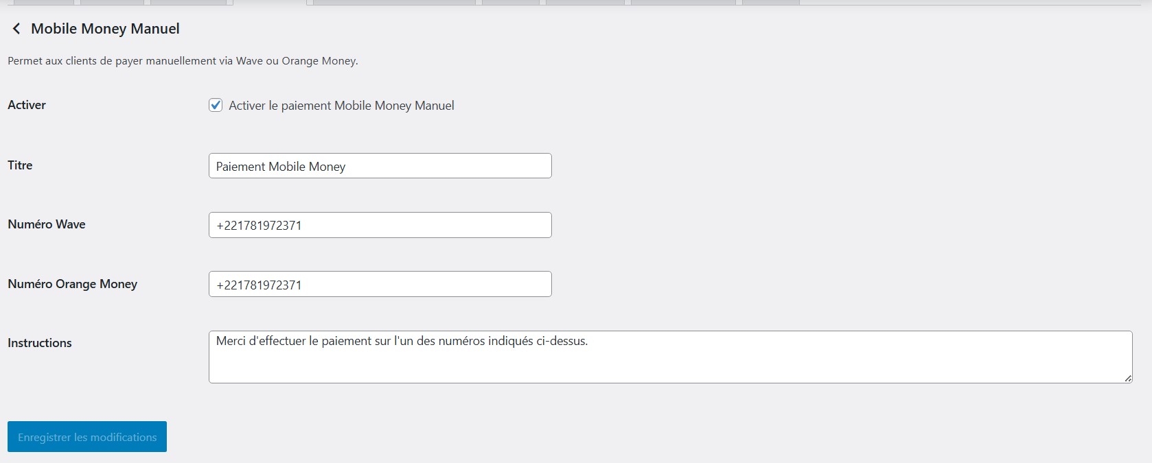 Plugin Paiement Wave & Orange Money Manuel pour WooCommerce – Image 2