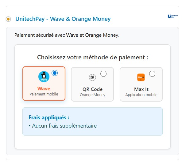 UnitechPay - Paiements Wave & Orange Money pour WooCommerce