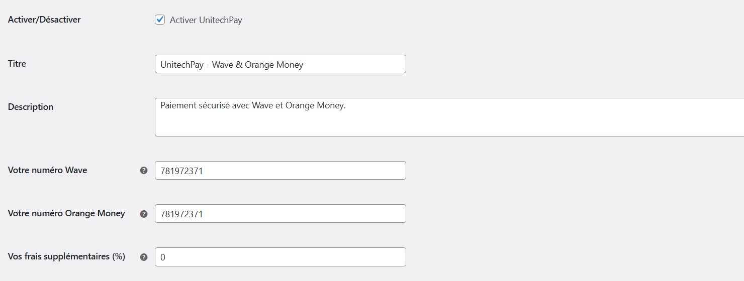 UnitechPay - Paiements Wave & Orange Money pour WooCommerce – Image 2