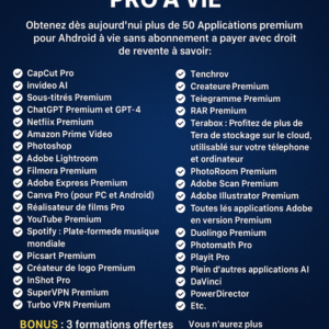 Mega Pack 50 Applications Premium à Vie